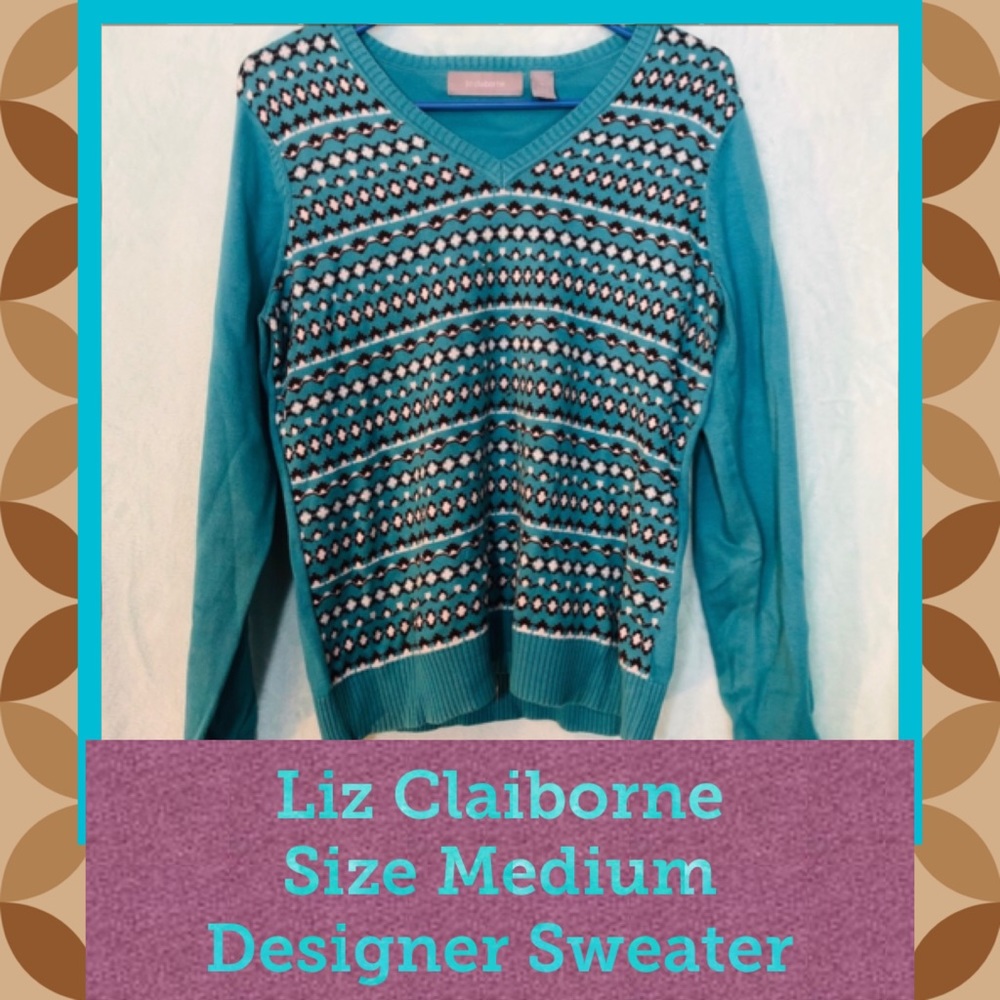 ❄️Liz Claiborne vintage Med designer print sweater